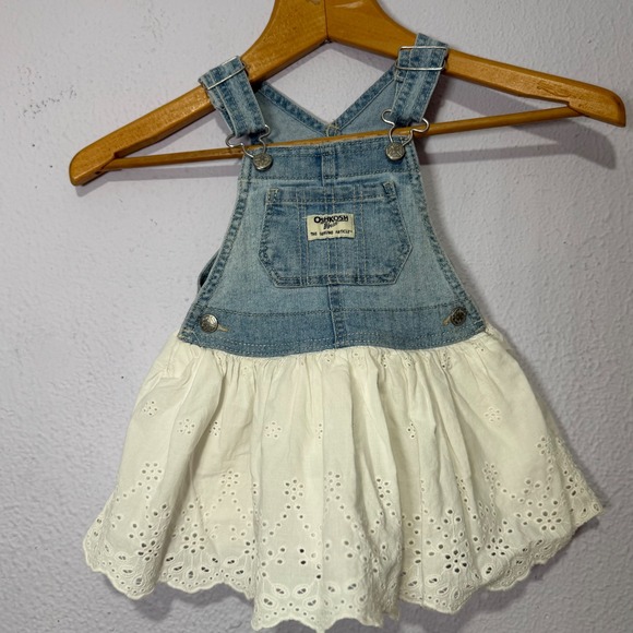 OshKosh B'gosh Other - OshKosh Bgosh  Overall DressBaby Girls Denim Eyelet Blue White 18M Cottagecore